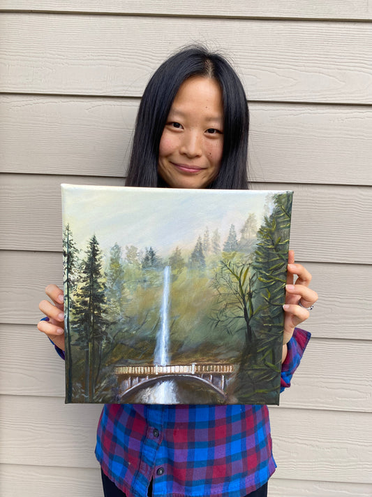 Multnomah Falls Original Painting - "PNW Petites" Collection