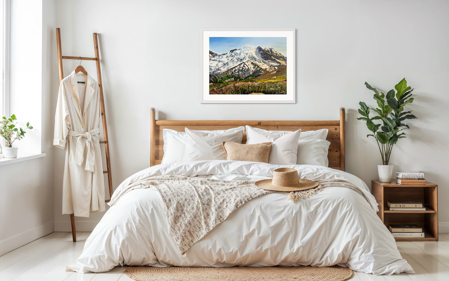 Mt. Rainier Wildflowers Sunset Giclee Fine Art Print | Mt. Rainier National Park Painting