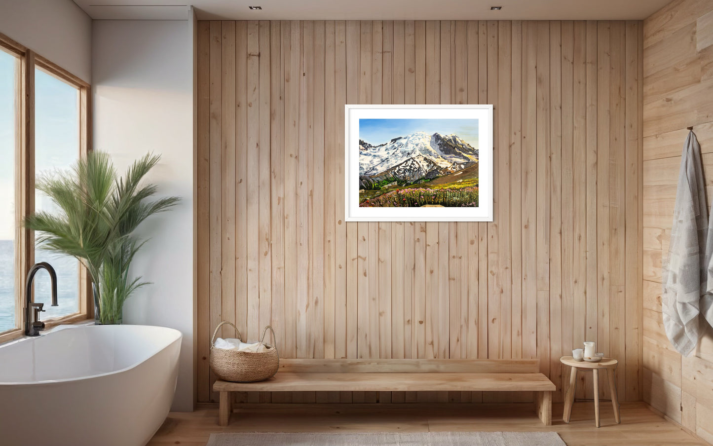 Mt. Rainier Wildflowers Sunset Giclee Fine Art Print | Mt. Rainier National Park Painting