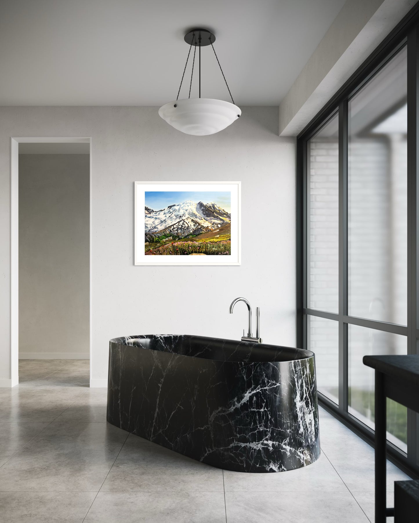 Mt. Rainier Wildflowers Sunset Giclee Fine Art Print | Mt. Rainier National Park Painting