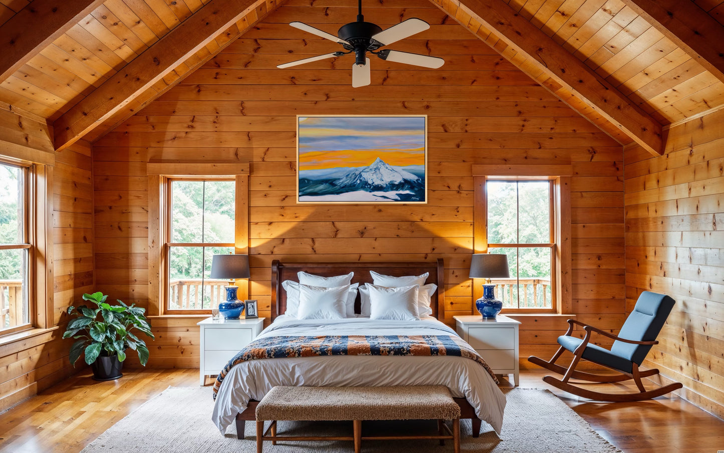 Mt. Hood Sunrise Giclee Fine Art Print | Aerial Wy'East Pacific Northwest Painting