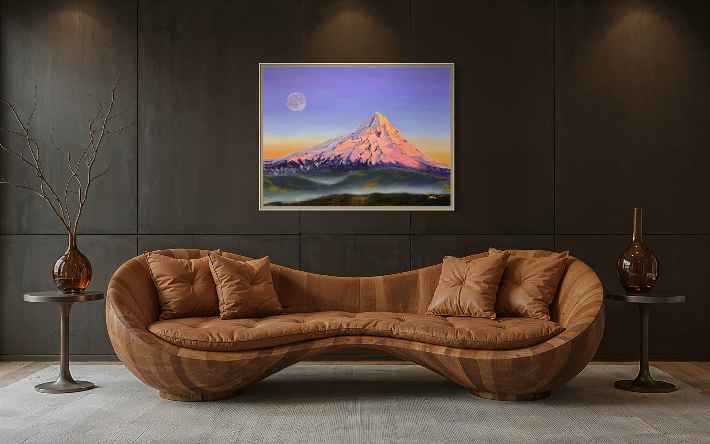 Mt. Hood Alpenglow Moonrise Giclee Fine Art Print | Wy'East Pacific Northwest Painting