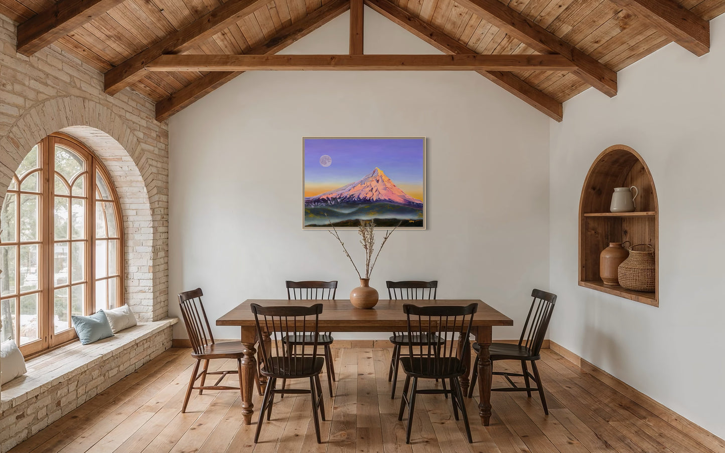 Mt. Hood Alpenglow Moonrise Giclee Fine Art Print | Wy'East Pacific Northwest Painting