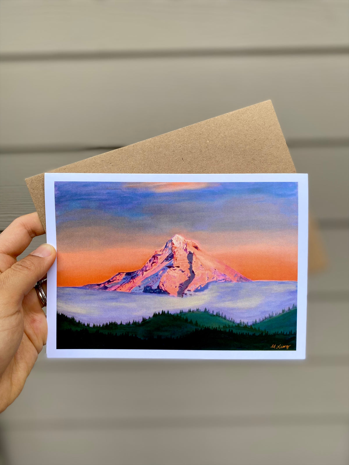 Mt Hood Alpenglow Sunset -- Greeting Card