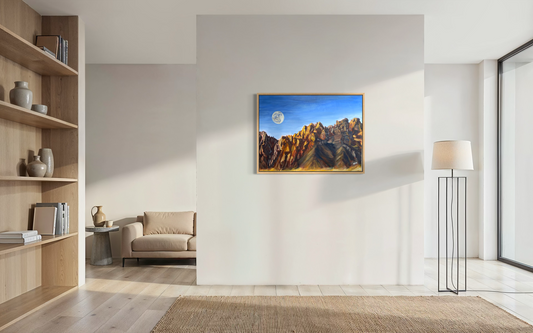 Organ Mountains Moon Rise Giclee Fine Art Print | New Mexico Painting
