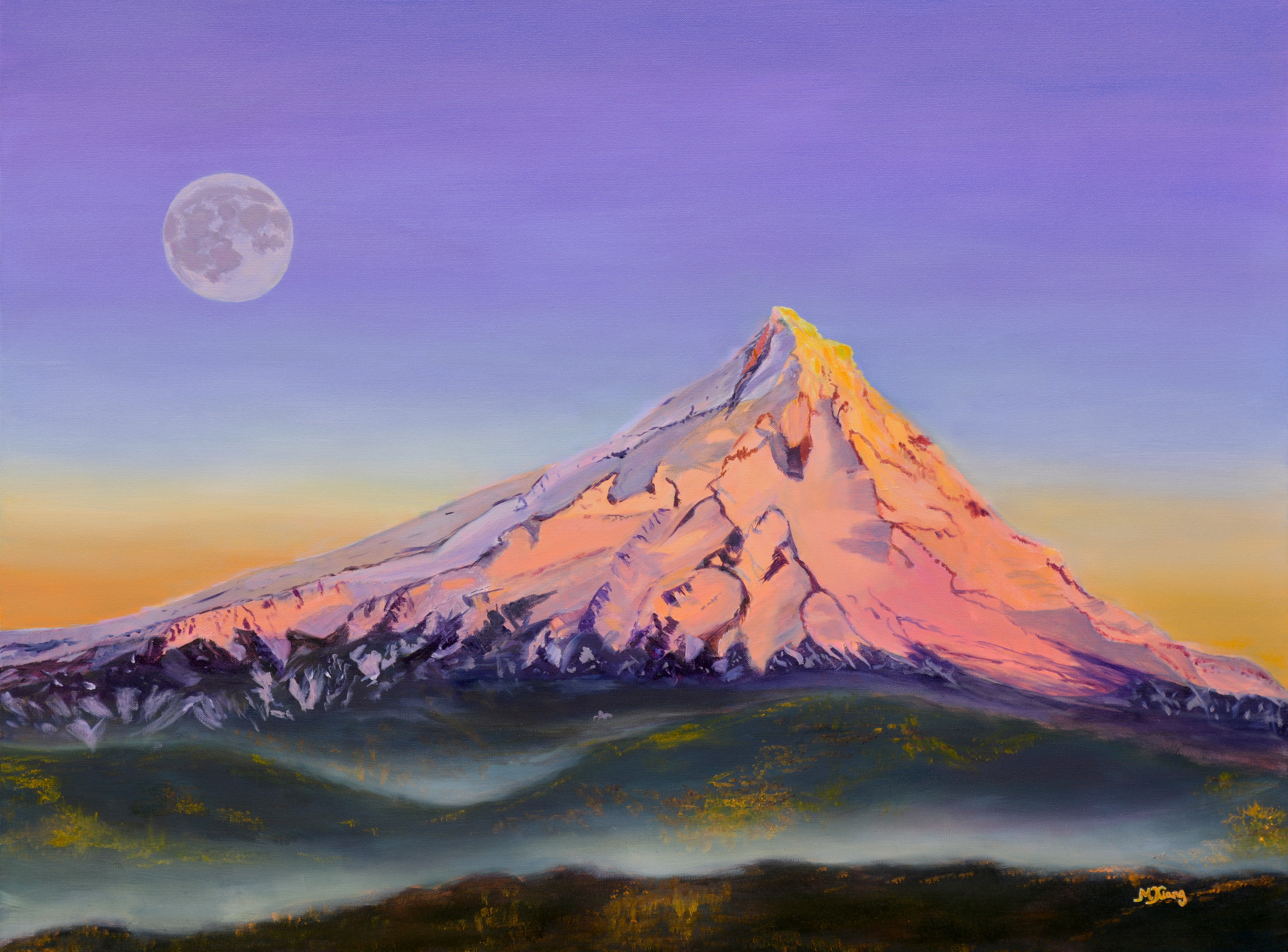 Mt. Hood Alpenglow Moonrise Giclee Print | Wy'East Oregon Fine Art