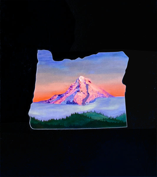 Mt Hood Alpenglow Oregon - Sticker