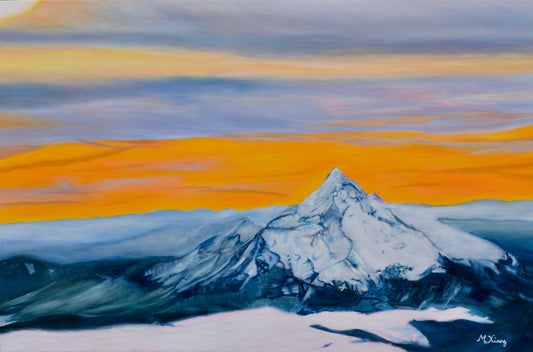 Mt. Hood Sunrise Giclee Fine Art Print | Aerial Wy'East Pacific Northwest Painting