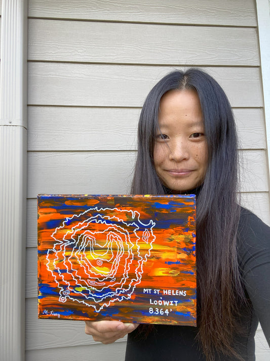 Mt. St. Helens Topography - Original Acrylic Painting