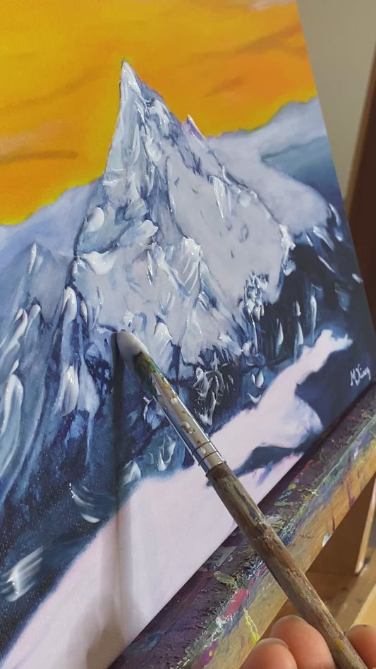 Mt. Hood Sunrise Giclee Fine Art Print | Aerial Wy'East Pacific Northwest Painting