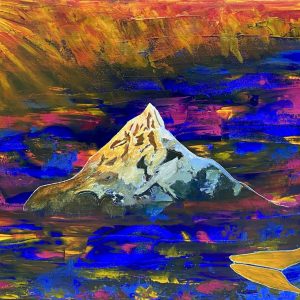 Mt. Jefferson and Metolius River - Original Acrylic Painting