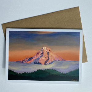 "Wy'East Alpenglow" Greeting Card