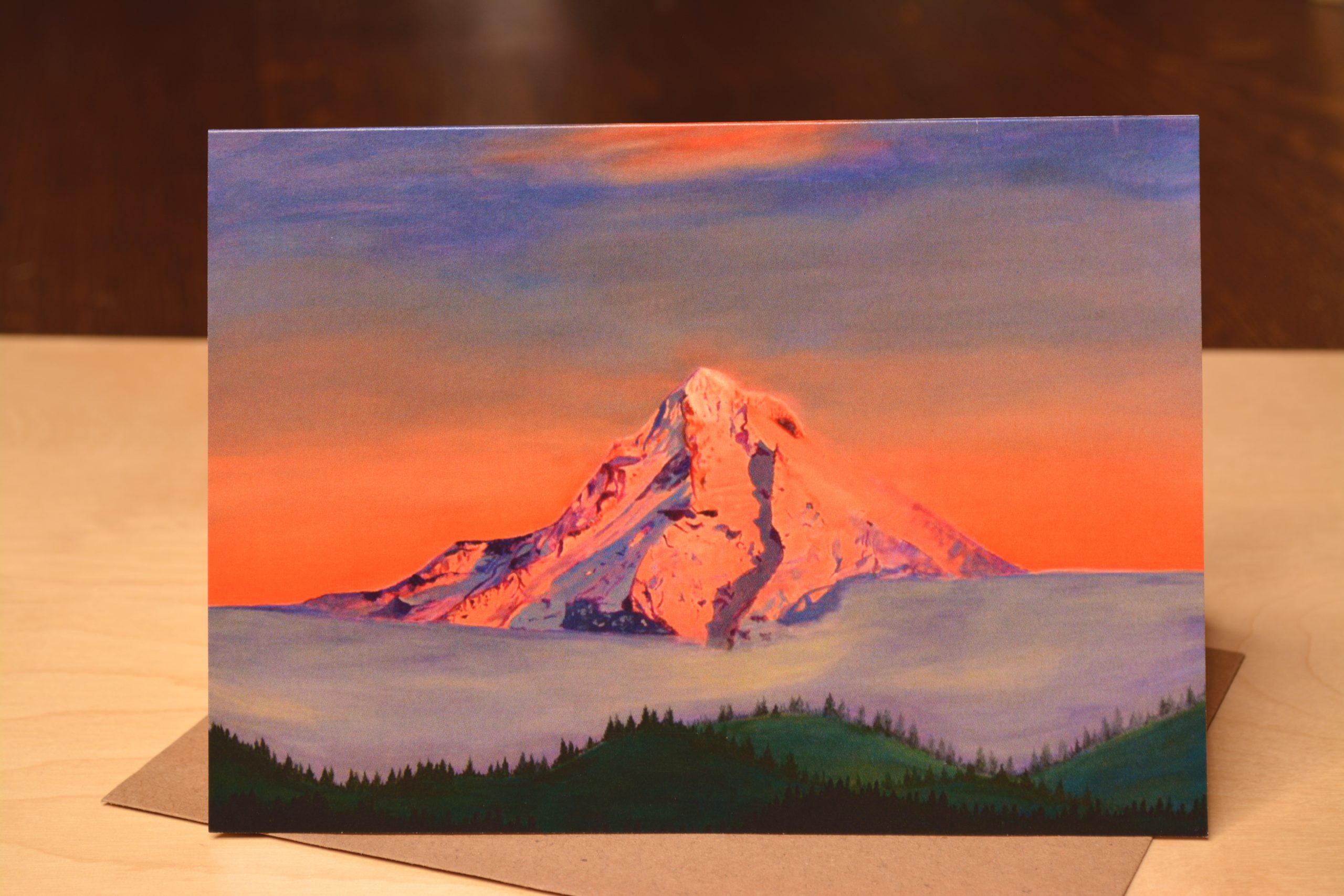 "Wy'East Alpenglow" Greeting Card