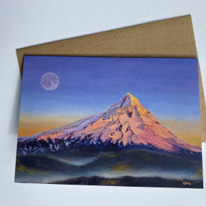 "The Moon Rises over White Salmon" Greeting Card